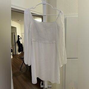 Aritzia Wilfred chiffon long sleeve white sress